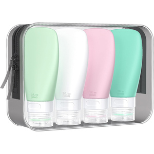 Portable Soft Silicone <b>Shampoo</b> Lotion Refill Bottles 30ml/90ml Leakproof Reusable Travel Toiletry Cosmetic Set - Product Image 1