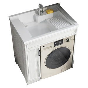 Mueble de lavandería con lavabo blanco, de pie, incluye lavabo para uso en baño y balcón. - Product Image 5