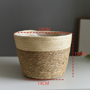 <span class=keywords><strong>Maceta</strong></span> Artesanal de Alta Calidad, Contenedor de Cultivo Impermeable de Dos Colores, Cesta Redonda de Mimbre para Plantas - Product Image 4