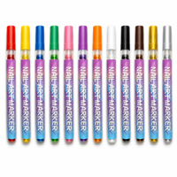 Marqueurs pour nail art sur mesure, 12 couleurs, à base d'eau, pointe fine, pour salons de manucure, artistes, marque privée, fourniture d'usine.