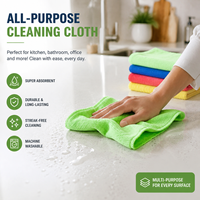 Lot de chiffons de nettoyage en microfibre carrés unis 4 couleurs, 30x30cm, lavables, pour cuisine commerciale et hôtel