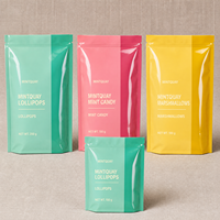 Pochettes personnalisées imprimées à trois soudures avec pelliculage brillant pour sucettes, bonbons à la menthe et guimauves
