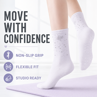 Chaussettes mi-mollet côtelées personnalisées avec strass et couleurs, chaussettes antidérapantes à pois en forme de cœur pour le yoga et le fitness