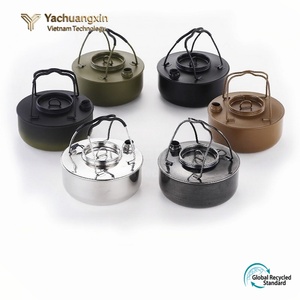 Bouilloire de camping en acier inoxydable, pot à eau portable avec couvercle et poignée pour pique-nique et voyage - Product Image 3