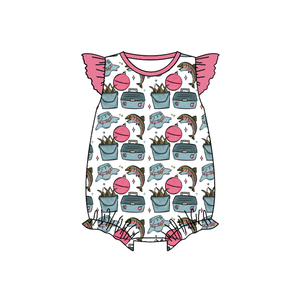 Combinaison bébé garçon SR3950 CUSTOM, imprimé pêche, vente en gros, manches bouffantes, fermeture éclair, 0-2 ans, ensemble enfant - Product Image 3