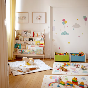 Children's Wood Bookshelf Multi-Layer Movable Storage Rack Floor Standing <b>Shelf</b> <b>for</b> Living Room Picture <b>Book</b> Storage - Product Image 2