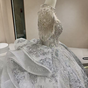 Jancember DW0171 Abito da Sposa Vintage <span class=keywords><strong>con</strong></span> Maniche Corte, Frange e Gonna Voluminosa <span class=keywords><strong>con</strong></span> <span class=keywords><strong>Lungo</strong></span> Strascico - Product Image 4