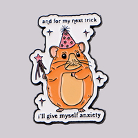 Épinglette en émail avec citation « Je vais m'auto-contrôler » et hamster mignon avec chapeau de fête, accessoires de bijoux animaux, cadeau