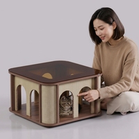 Table basse carrée minimaliste avec plateau en verre trempé et roulettes modèle M1039
