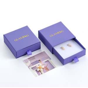 Custom Gold Foil Logo Sliding Drawer Paper Jewelry <b>Box</b> with White Foam Insert for Pendant Ring <b>Earrings</b> Necklace - Product Image 1