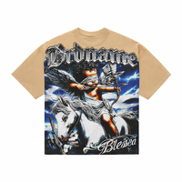 T-shirt à col rond tendance pour jeunes, style urbain hip-hop, t-shirt doux et respirant pour les activités quotidiennes en plein air