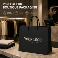Tas Kado Kertas Karton Hitam Premium Mewah dengan Pegangan Tali Logo Kustom untuk Kemasan Aksesoris Fashion Perhiasan Butik