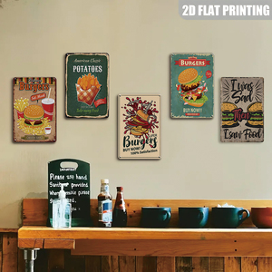 Letrero Metálico Vintage con Diseño de Hamburguesas Deliciosas, Decoración Retro de Comida Rápida para Cocina y Comedor - Product Image 3