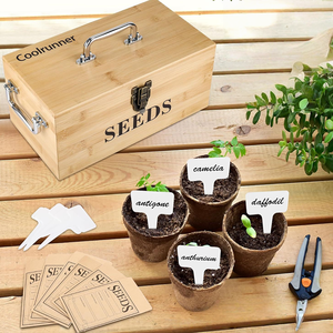Caja de Almacenamiento de Semillas de Bambú al por Mayor, Organizador de Paquetes de Semillas de Jardín, Caja de Madera con Compartimentos y Asas de Metal - Product Image 4