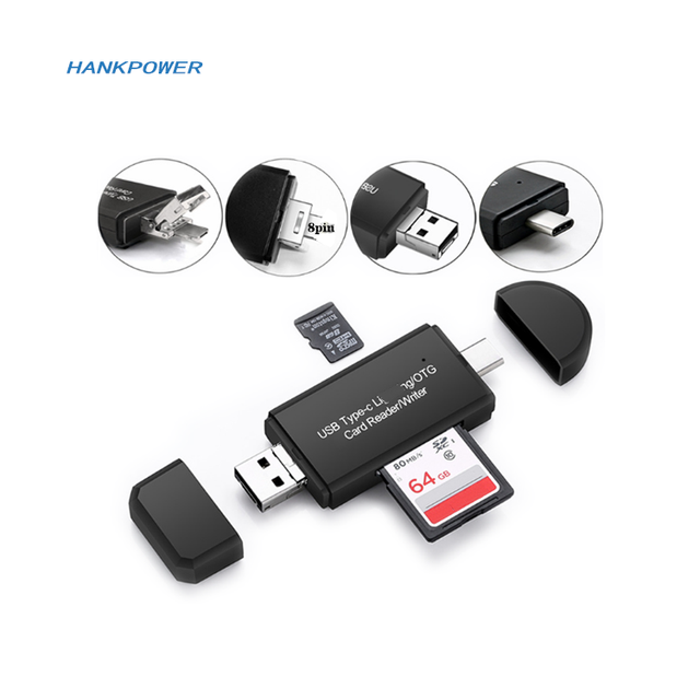Aluminium 4 in 1 TYPE-C Micro USB HUB Adapter With Support SD Card and TF Card Reader for Mobile Phone