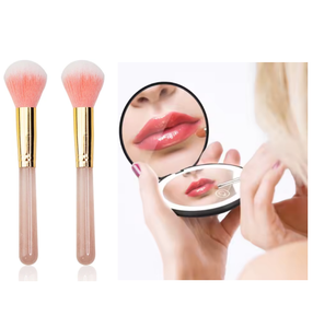 Biểu Tượng Tùy Chỉnh Mỹ Phẩm Trang Điểm Bàn Chải Với Ngọc Xử Lý Du Lịch LED Nhỏ Gọn Trang Điểm Gương USB Nạp Tiền Kit Bán Buôn - Product Image 1