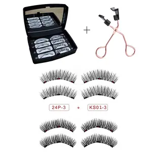 HeyGo Factory Price Reusable Magnetic Mink Eyelashes With Eyeliner False Eyelashes 3D 5 Magnets Magnetic Eyelashes