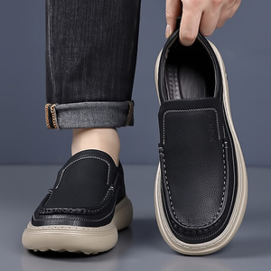รองเท้าโลฟเฟอร์แบบสวมสำหรับผู้ชาย น้ำหนักเบา ระบายอากาศได้ดี ทำจากหนัง รองเท้าลำลอง ส้นเตี้ย พื้นยาง ผลิตที่เวินโจว - Product Image 2