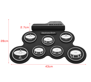 Batería Electrónica Portátil Enrollable USB, Kit de Batería de Mano <span class=keywords><strong>Plegable</strong></span> de Silicona, Pad de Práctica de Batería, Batería de Jazz con MIDI para Principiantes - Product Image 5