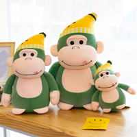Nouvelle conception, jouet en peluche singe gorille de dessin animé avec chapeau banane mignon de 25 cm, rembourrage en coton PP, poupée pour enfants, cadeau d'anniversaire, de chevet ou de vacances