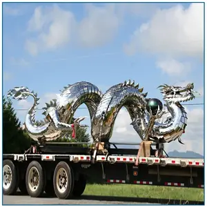 Décoration extérieure Miroir Poli Feng Shui Bête <span class=keywords><strong>Divine</strong></span> Géant Métal Dragon Chinois Sculpture En Acier Inoxydable Dragon Statue - Product Image 3