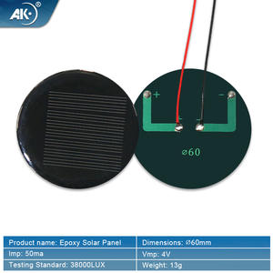 Werkseitig hergestellte 60mm runde Solarmodule mit hohem Wirkungsgrad 4V 50MA Kleine Epoxid-Solarmodule mit 15cm Draht Niedriger Preis - Product Image 2