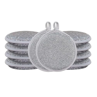 Éponge à récurer métallique ronde double face durable avec boucle de suspension pour le nettoyage des casseroles, poêles, vaisselle et éviers de cuisine