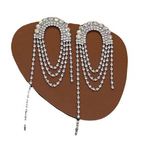 Pendientes Versátiles para Vestido de Fiesta o Boda, Estilo Europeo Americano, Nueva Serie de Cadena con Garras, Diseño Exagerado con Diamantes de Imitación, Moda - Product Image 5