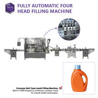Équipement de remplissage automatique de liquides à 4 têtes, polyvalent, large gamme (10 ml-10000 ml), pour l'huile, haute productivité