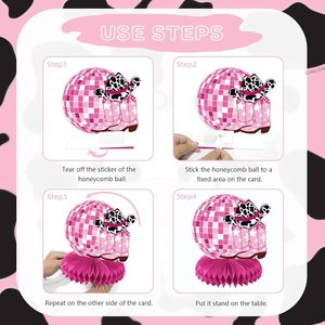 Decoraciones para Fiesta Vaquera del Oeste, Centros de Mesa de Panal de Abeja 'Let's Go Girls Cowgirl' para Despedida de Soltera 'Last Disco' y Fiesta de Cumpleaños - Product Image 5