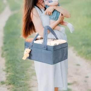 Organisateur de rangement pour la crèche et la voiture pour les couches et les lingettes pour bébé, organisateur de couches pour bébé avec poignée - Product Image 5