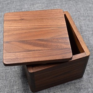 Square Walnut Wood <b>Storage</b> <b>Box</b> Solid Color Jewelry <b>Box</b> Decorative <b>Storage</b> <b>Box</b> - Product Image 1