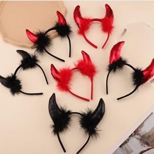 Diadema de Cuernos de Diablo para Cosplay de Halloween, Accesorio para el Cabello con Cuernos de Buey para Fiesta, Baile, Actuación, Plumas, Venta al por Mayor - Product Image 1