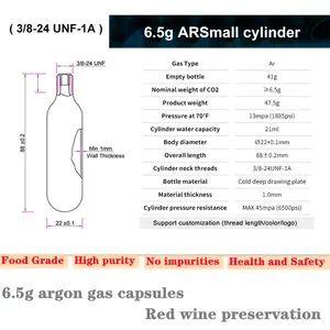 16g Argon Small Gas Capsule Canister Bottle Cylinder