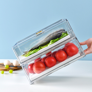 Hộp Đựng Thức Ăn Có Thể Xếp Chồng Cho Thú Cưng Trong Suốt Thùng Sắp Xếp Tủ Lạnh Tái Sử Dụng Hộp Sắp Xếp Tủ Lạnh Nhà Bếp Ngăn Kéo - Product Image 4