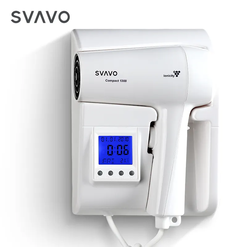 SVAVO-secador de pelo eléctrico con Base de soporte para hotel, secador de pelo con protección contra sobrecalentamiento, temperatura constante, comercial, montado en la pared, 1300W