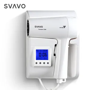 SVAVO hotel Bathroom commercial Wall Mounted 1300W Overheat Protection Electric Constant Temperature hair dryer with Holder Base