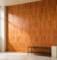 Carreaux de salle de bain 75x300mm, marron terre cuite brillant, faits à la main, carreaux muraux style métro, carreaux en porcelaine céramique, carreaux de cuisine, glaçure ondulée