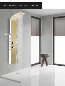 Panel de <span class=keywords><strong>ducha</strong></span> cepillado de níquel dorado, torres de columna, cascada de acero inoxidable 304, chorros de Spa, panel de pared de <span class=keywords><strong>ducha</strong></span> inteligente, panel de <span class=keywords><strong>Ducha</strong></span> - Product Image 3