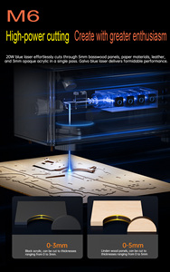 Macchina per Incisione Laser ad Alta Efficienza M6 20W con Luce Rossa e Blu - Adatta per Incisione su Metalli, Legni, Pelli, ecc. - Product Image 6