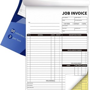 Job Invoice <b>Pad</b> 7.5 X 11 Inches Carbonless Two Part Form For Work Orders And Receipts - Product Image 1