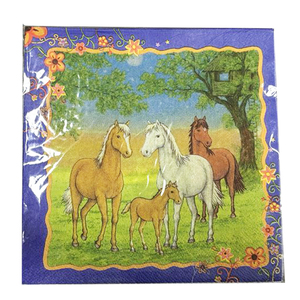 Serviettes en <span class=keywords><strong>papier</strong></span> écologiques 6,5x6,5 pouces motif floral <span class=keywords><strong>cheval</strong></span> violet pour décorations de fête d'anniversaire ou de remise de diplôme sur le thème du Derby - Product Image 6