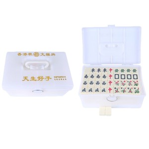 Jeu de Mahjong en mélamine ivoire 36-44 mm, taille moyenne, pour jeu à la main, avec étui de rangement en plastique, jeu de société - Product Image 5