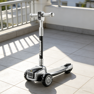 Trottinette pliable Tigerkidjoy avec guidon <span class=keywords><strong>en</strong></span> aluminium réglable <span class=keywords><strong>en</strong></span> hauteur, design à 3 roues pour les enfants de 4 à 12 ans - Product Image 4