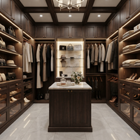 Meuble de chambre de villa de style transitionnel en bois massif, avec dressing indépendant, îlot à plateau en marbre et rangement intégré, écologique