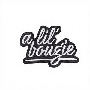 A Lil Bougie Sassy Cursive Typography Embroidered Patch and Die Cut <b>Sticker</b> Design Funny Graphic Decal for Apparel and Laptops - Product Image 3