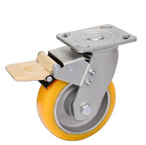 4 Zoll Schwenkbare Industrielle Schwerlast-Lenkrolle Trolley Faltbare Flachrad PU-Plattenrollen - Product Image 5