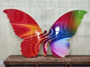 Acryl unregelmäßig geschnitzte Wand kunst Schmetterling einzigartige Form druckt Home Decor Gemälde Spuren von farbigen Wasser harz Malerei