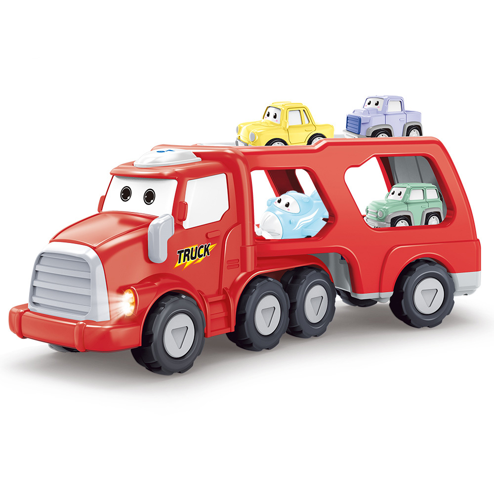 Dropshipping Multifunction Cartoon Inertial Sound And Light Double Decker New Transport Cars