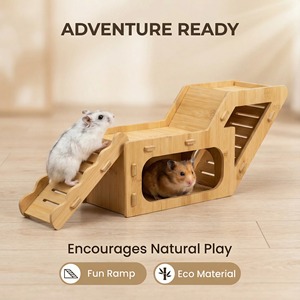 Escondite de Bambú para Hámster con Pared de Escalada, Rectangular, Ecológico, Juguete Nido para Mascotas Pequeñas - Product Image 5
